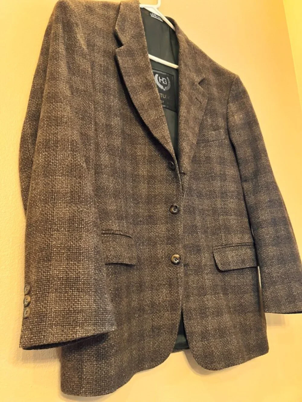 Henry Grethel Men's Brown Gray 59% Wool Textured Blazer Size: 40